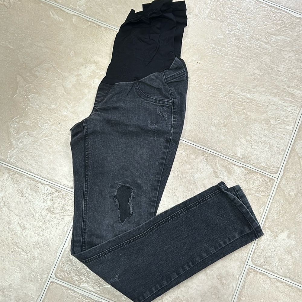 Black destroyed Jessica Simpson Maternity Jeans